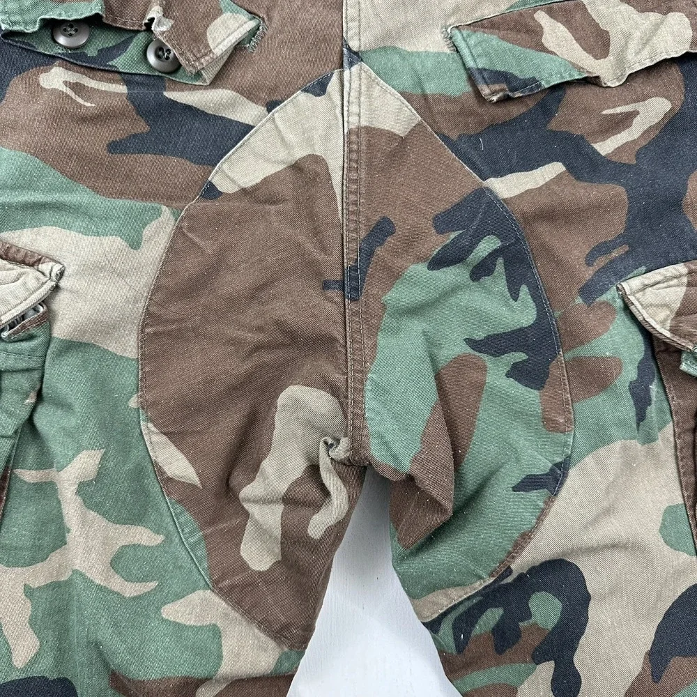 VTG Military Pants Mens Small Short Trousers‎ Woodland Cargo Camo Marines 30x30